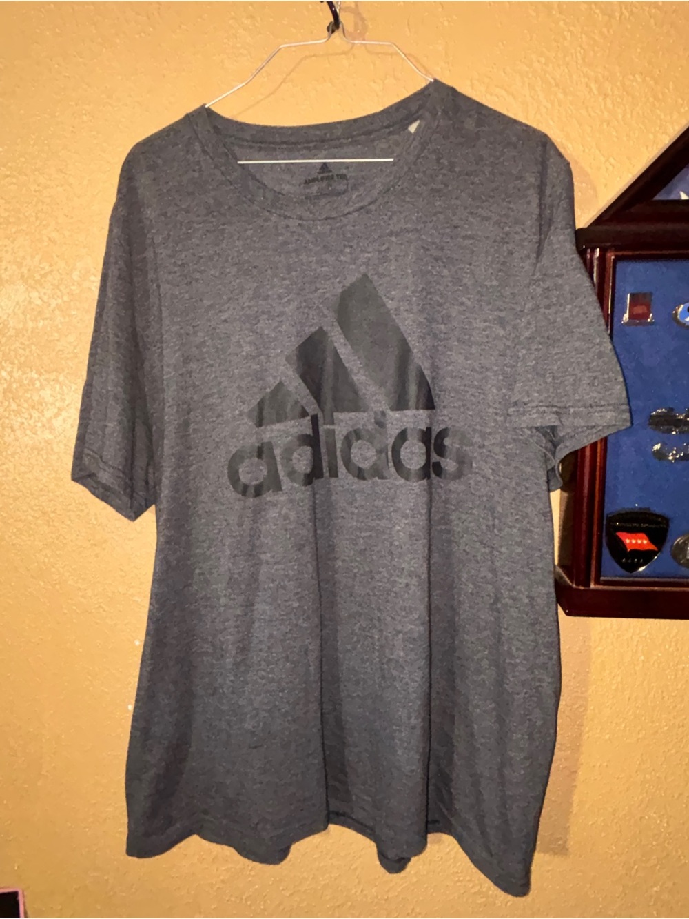 adidas Dark Heather Gray Short Sleeve Logo Tee